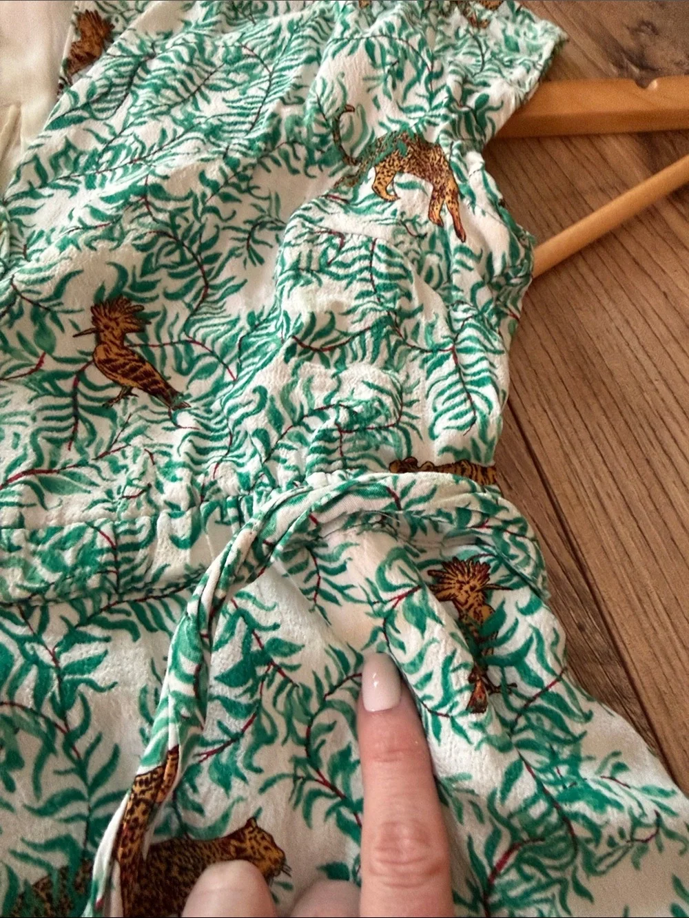 Maeve Anthropologie Tropical Tiger Print Shirt Dress Size 6P Green White artisan
